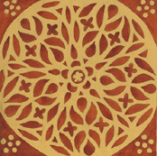 Tile with architectural design, perhaps inspired by a rose window