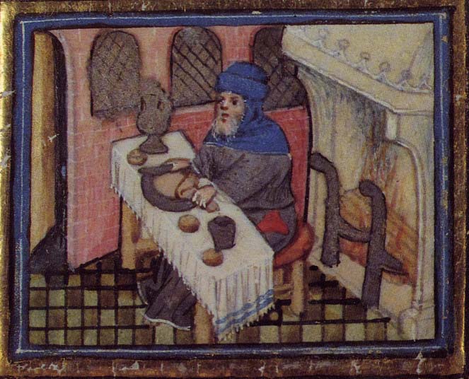 Interior - Feasting in January, on a tiled floor, dated to c. 1440 AD